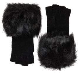 MICHAEL Michael Kors Faux-Fur Fingerless Knit Gloves