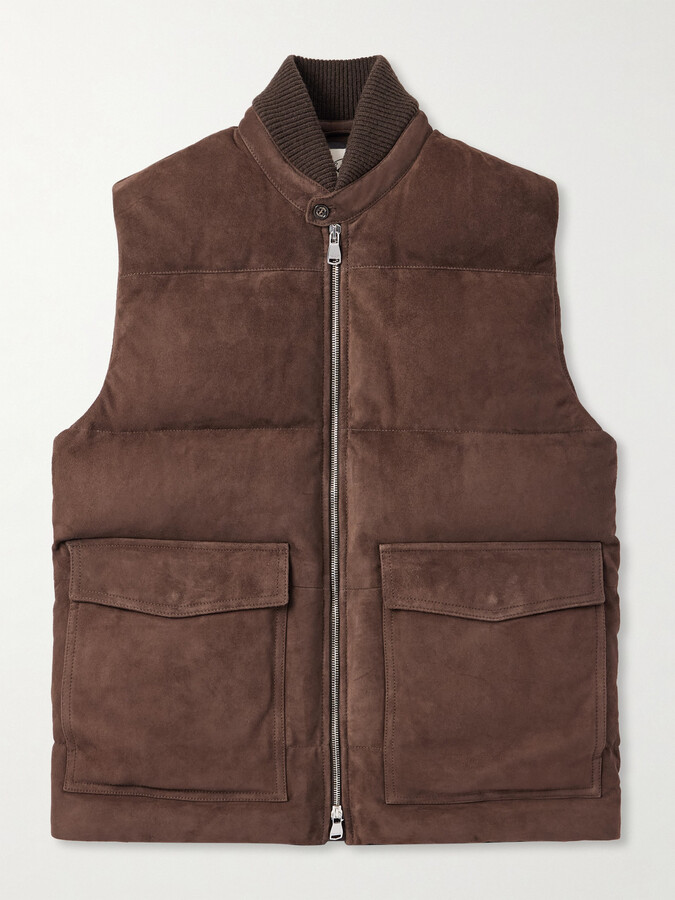 Valstar Locke Wool-Trimmed Quilted Suede Down Gilet