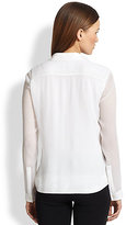 Thumbnail for your product : Burberry Sheer-Sleeve Silk Blouse