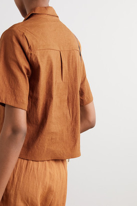 Anémone The Hutton Linen-blend Shirt - Orange