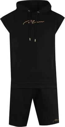 boohoo Gold MAN Embroidered Tank Short Tracksuit