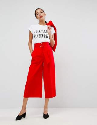 ASOS Clean Culotte with Oversized D Ring Detail Belt