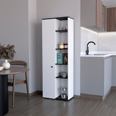Ebern Designs White 1-Door Multistorage Kitchen Pantry