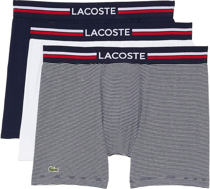 Lacoste Boxer Briefs 3-Pack French Flag Iconic Lifestyle Navy Blue