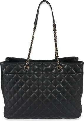chanel bag black tote leather