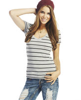 Thumbnail for your product : Wet Seal Heathered Stripe V-Neck Tee