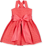 Thumbnail for your product : Helena Sleeveless Cross-Back Eyelet Dress, Coral, Size 7-10