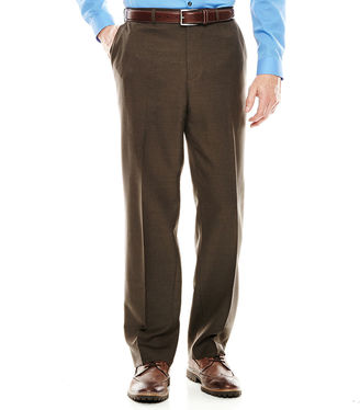 Izod Brown Flat-Front Dress Pants - Classic Fit