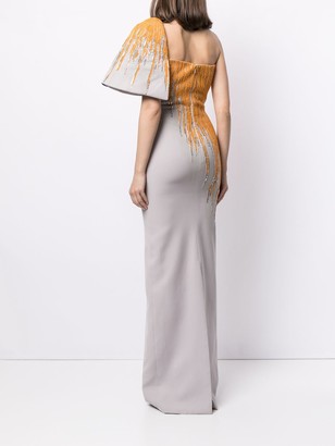 Saiid Kobeisy Sequin-Embellished One-Shoulder Gown