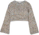Brunello Cucinelli - Cropped Open-knit Sweater - Gray