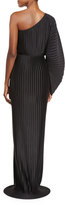 Thumbnail for your product : SOLACE London Torrance One-Shoulder Pleated Chiffon Maxi Dress, Black