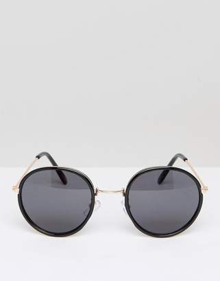 ASOS Round Sunglasses In Black Double Layer Frame