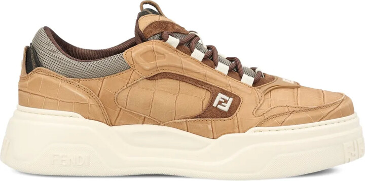 Fendi Brown Leather Flow Sneakers ShopStyle Trainers Athletic