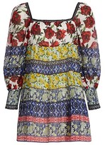 Thumbnail for your product : Alice + Olivia Rowen Print Smocked Tunic Dress