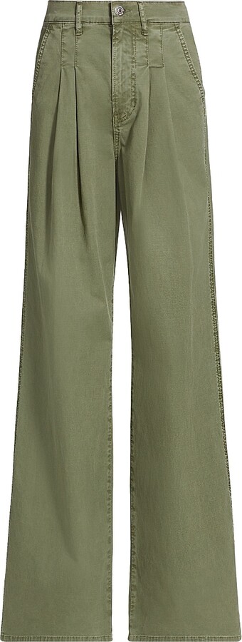 Veronica Beard Women's Mia Pleated Wide-Leg Pants - Stone Army - Size 31