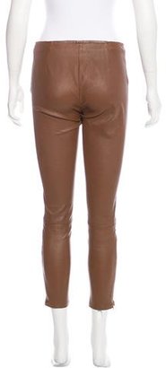 The Row Leather Mid-Rise Pants