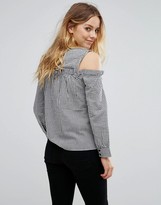 Thumbnail for your product : Only Cold Shoulder Gingham Top