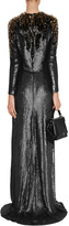 Thumbnail for your product : Jenny Packham Black/Gold Sequined Silk Gown