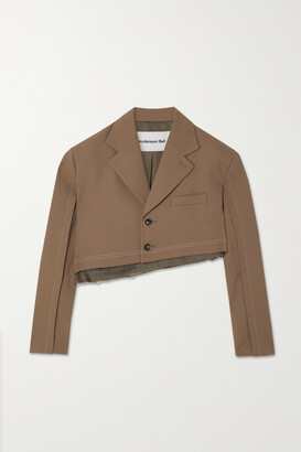ANDERSSON BELL Saatchi Asymmetric Cropped Two-tone Twill Blazer - Brown