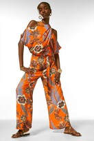 Thumbnail for your product : Karen Millen Tropical Batik Cross Front Belted Woven Jumpsuit