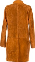 Thumbnail for your product : ZUT London - Long Classic Suede Leather Jacket With Side Pockets - Brown