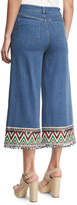 Thumbnail for your product : Alice + Olivia Beta Embroidered Pom-Pom Hem Cropped Jeans, Multi
