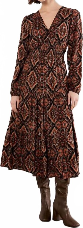 Apricot Smock Waist Tiered Dress In Rust