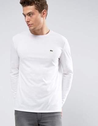 Lacoste Crew Neck Long Sleeve Basic Logo T-Shirt In White