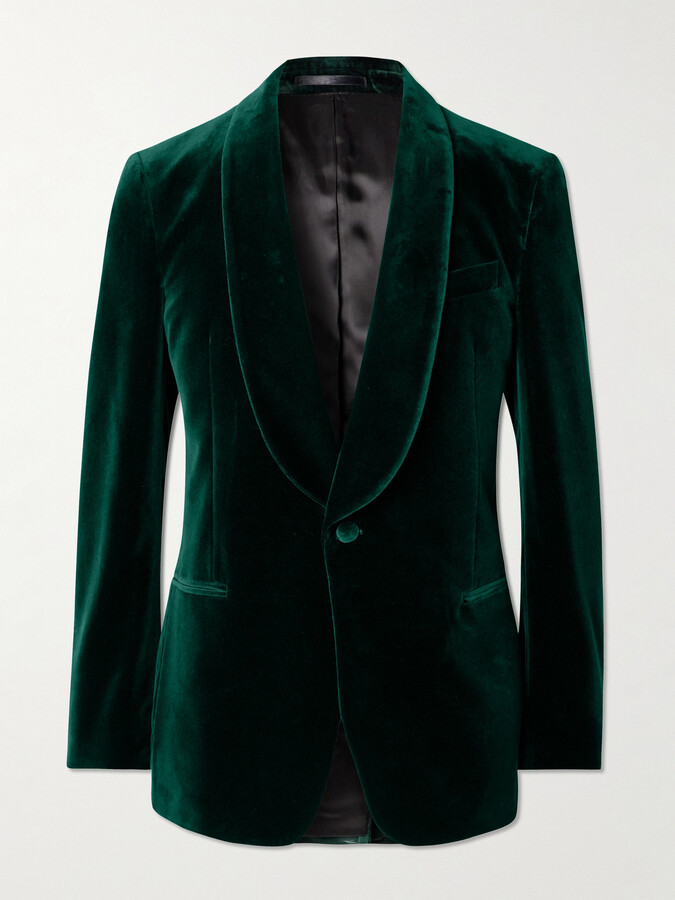 Mr P. Slim-Fit Shawl-Collar Cotton-Velvet Tuxedo Jacket