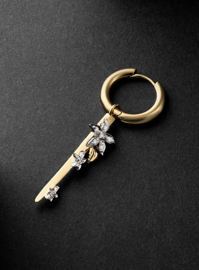 Small Thorn Gold Diamond Single Hoop Earring