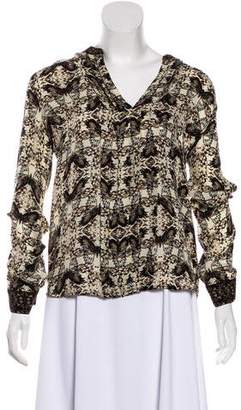 L'Agence Butterfly Print Silk Top