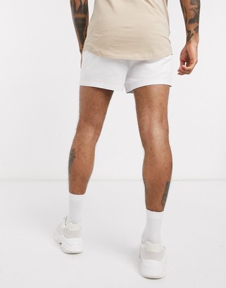 ASOS DESIGN skinny chino shorter shorts with elastic waist in white