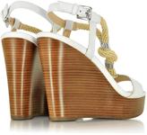 Thumbnail for your product : Michael Kors Holly Rope and Optic White Leather Wedge Sandal