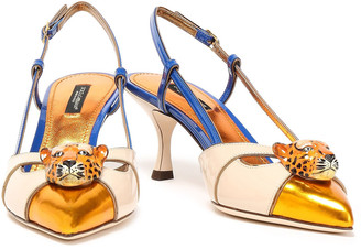 Dolce & Gabbana Appliqued Metallic And Patent-leather Slingback Pumps