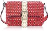RED Valentino Strawberry/Ivory Studded Leather Puzzle Shoulder Bag