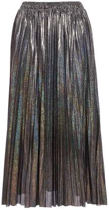 Quiz Silver Metallic Pleated Skirt