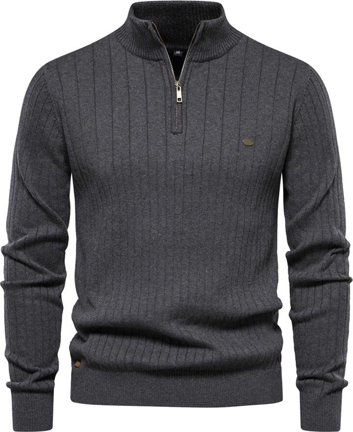 Vexiangni Jumper Men's Turtleneck Pullover Men's Slim Fit Knitted
