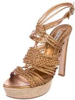 Thumbnail for your product : Miu Miu Leather Platform Sandals Gold Leather Platform Sandals