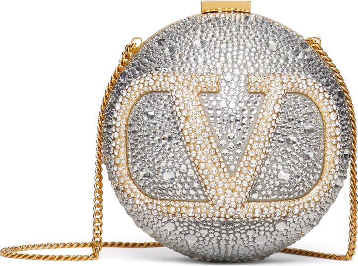VALENTINO2022年ホリデーGo-Clutch♡ VALENTINO GARAVANI VLogo crystal-embellished gold-tone