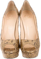 Thumbnail for your product : Christian Louboutin Brocade Peep-Toe Pumps