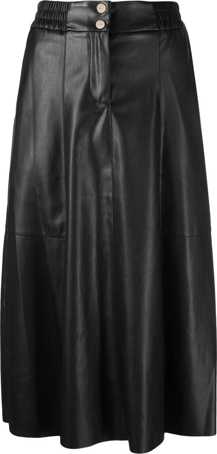 Faux-leather panelled high-waist skirt Farfetch Damen Kleidung Röcke Lederröcke 
