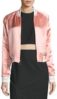 Thumbnail for your product : Elizabeth and James Willa Reversible Embroidered Colorblock Bomber Jacket, Black/Pink
