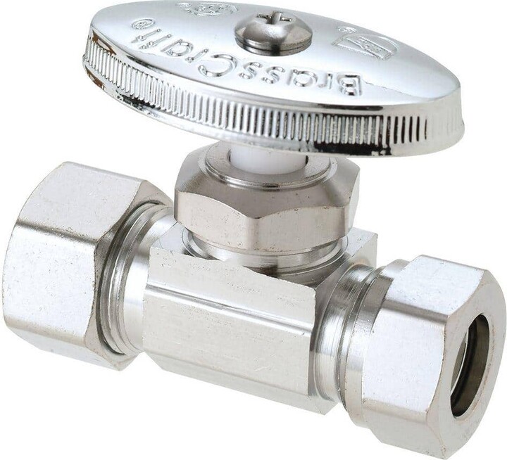 BrassCraft 1/2 in. Compression Inlet x 7/16 in. and 1/2 in. Slip Joint Outlet Multi-Turn Straight Valve