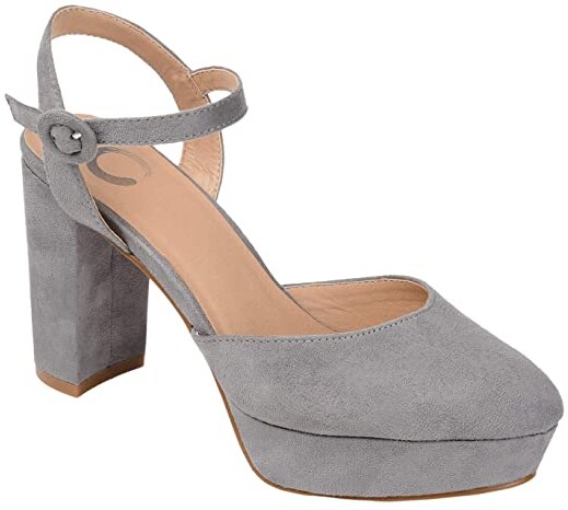 grey suede platform heels