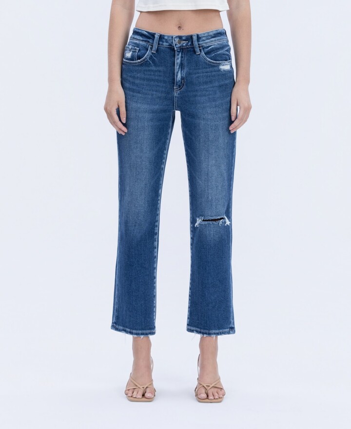 Flying Monkey Women's High Rise Ankle Straight Jeans