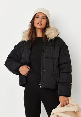 Missguided Black Ultimate Faux Fur Puffer Jacket - ShopStyle