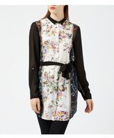 Thumbnail for your product : Green & Black Anita and Green Black Floral Print Front Longline Shirt