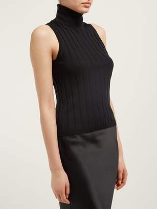 Allude Ribbed Roll-neck Cotton-blend Top - Womens - Black