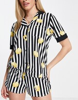 Thumbnail for your product : DKNY Sleepwear short pyjama set in black lemon stripe
