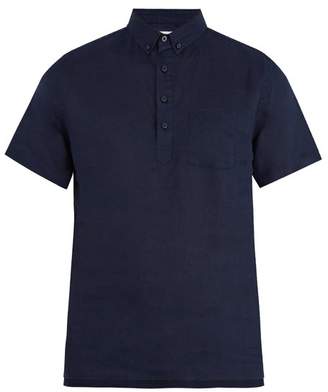 Onia Josh Short Sleeved Linen Polo Shirt - Mens - Navy